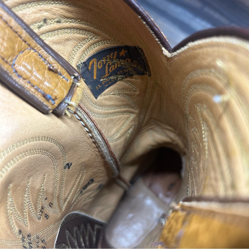 Tony Lama Womens Western Boots Sz 8A Brown Tan Leather Cowboy USA Made - Picture 4 of 7